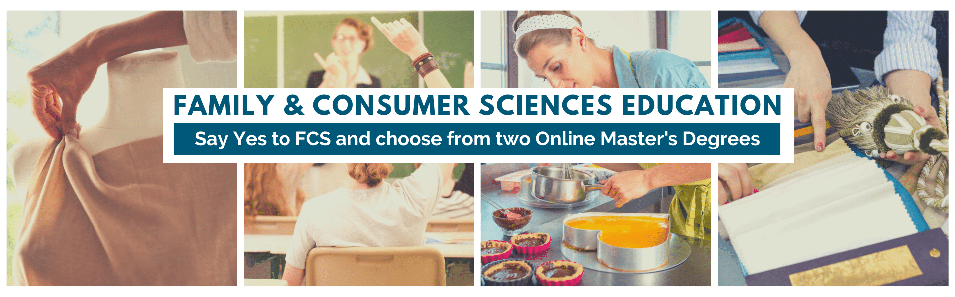 Interior design, sewing, cooking, and teaching in the classroom are just a few ways our graduates use their master’s degree. Choose from two online master’s degree in family and consumer sciences education.